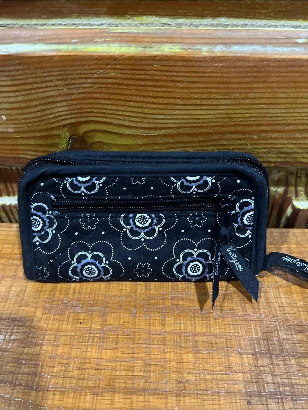 thirty-one Black Floral Zip-Around Wallet